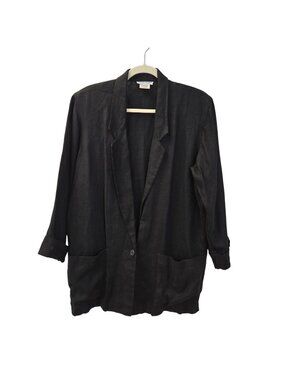 Paula Saker 100% Linen One Button Longline 3/4 Sleeve Blazer Size 8